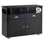Buffet de Rangement avec 2 Tiroirs et 2 Armoires Fermées pour Salon et Salle à Manger