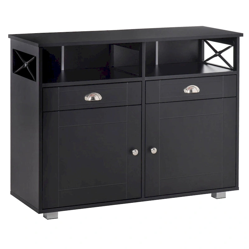 Buffet de Rangement avec 2 Tiroirs et 2 Armoires Fermées pour Salon et Salle à Manger