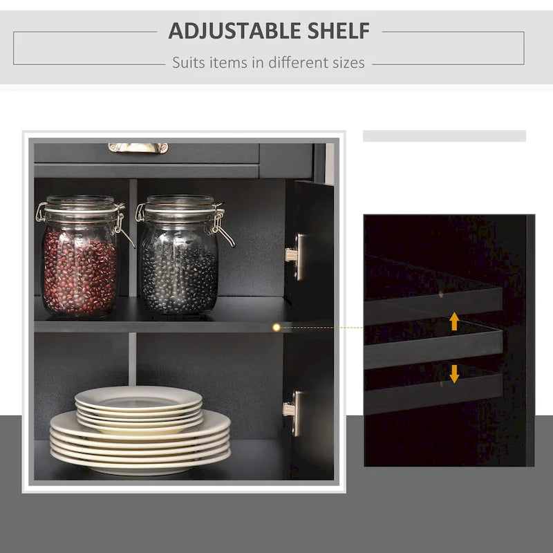 Buffet de Rangement avec 2 Tiroirs et 2 Armoires Fermées pour Salon et Salle à Manger