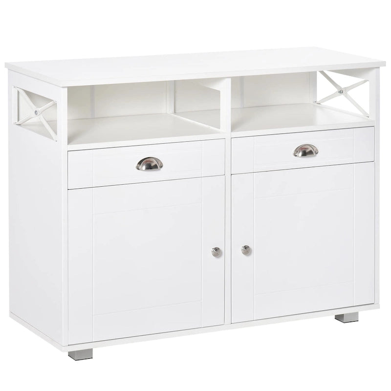 Buffet de Rangement avec 2 Tiroirs et 2 Armoires Fermées pour Salon et Salle à Manger