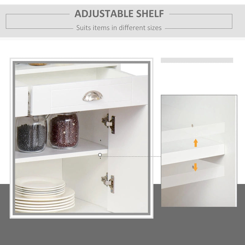 Buffet de Rangement avec 2 Tiroirs et 2 Armoires Fermées pour Salon et Salle à Manger