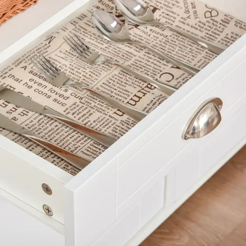 Buffet de Rangement avec 2 Tiroirs et 2 Armoires Fermées pour Salon et Salle à Manger