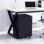 3 Drawer Mobile File Cabinet with Lock Steel File Cabinet(Black)