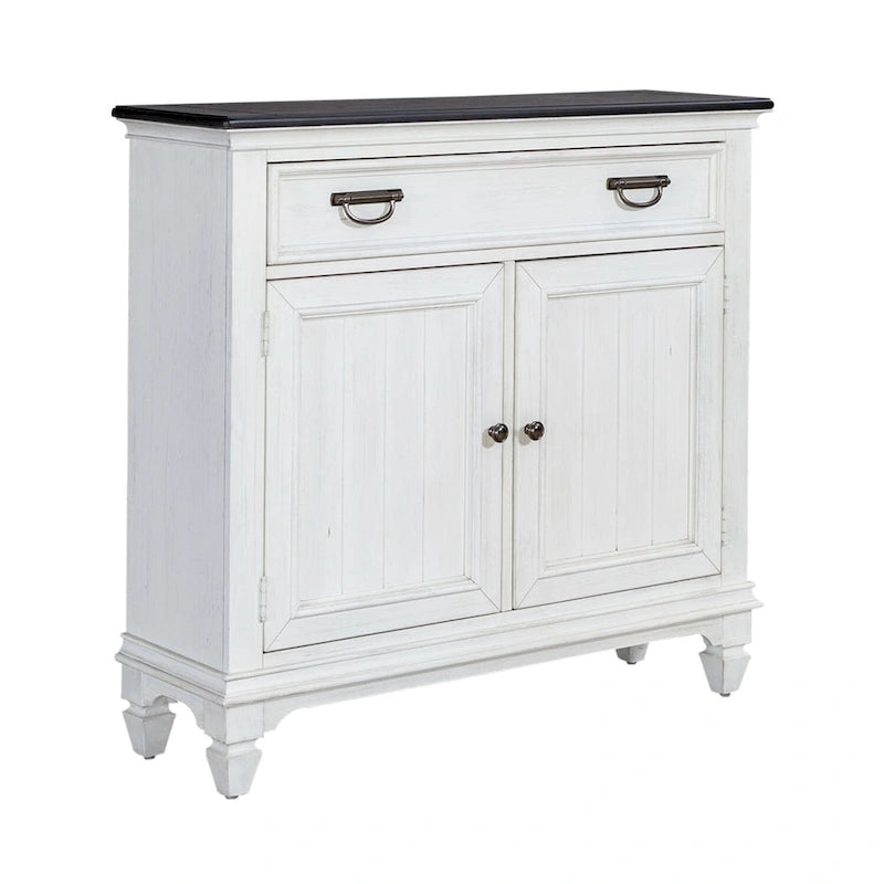 Console d'appoint de 42 pouces, blanc charbon, brossé métallique