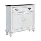 Console d'appoint de 42 pouces, blanc charbon, brossé métallique