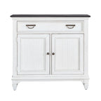 Console d'appoint de 42 pouces, blanc charbon, brossé métallique
