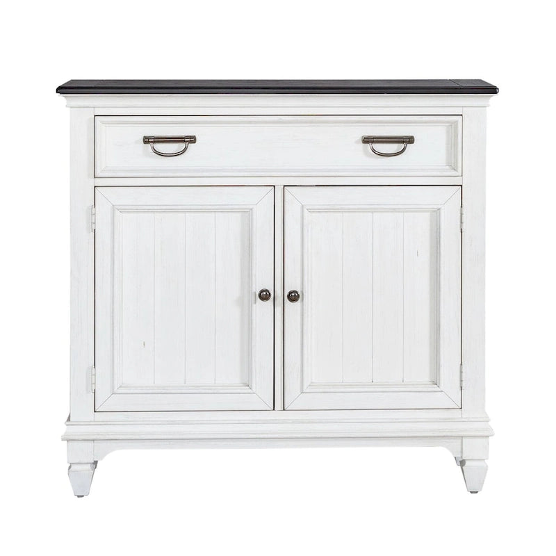 Console d'appoint de 42 pouces, blanc charbon, brossé métallique