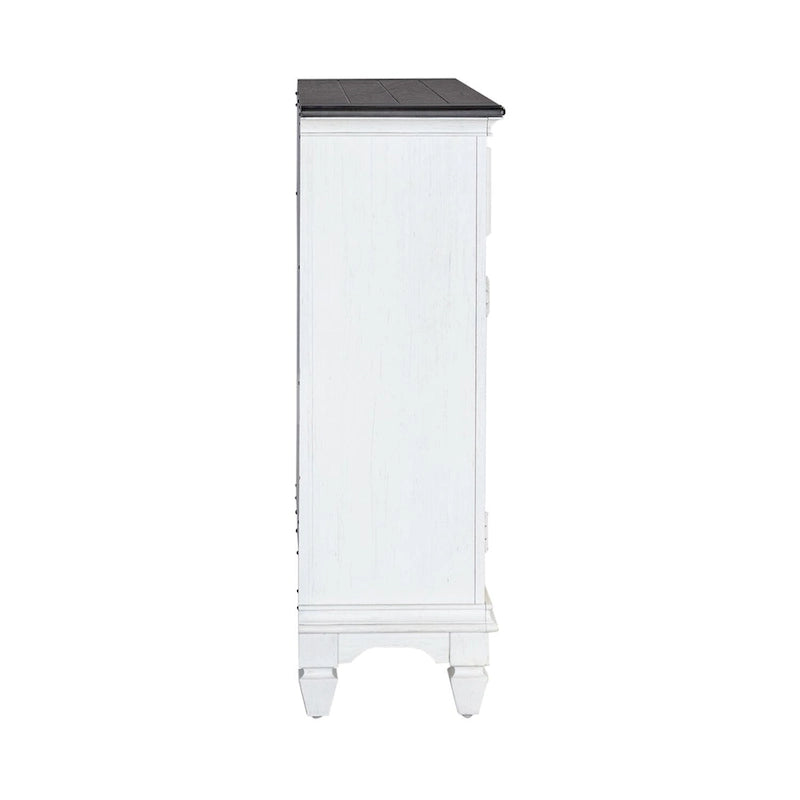Console d'appoint de 42 pouces, blanc charbon, brossé métallique
