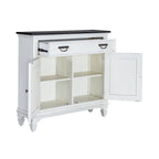 Console d'appoint de 42 pouces, blanc charbon, brossé métallique