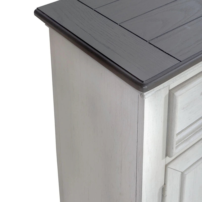 Console d'appoint de 42 pouces, blanc charbon, brossé métallique