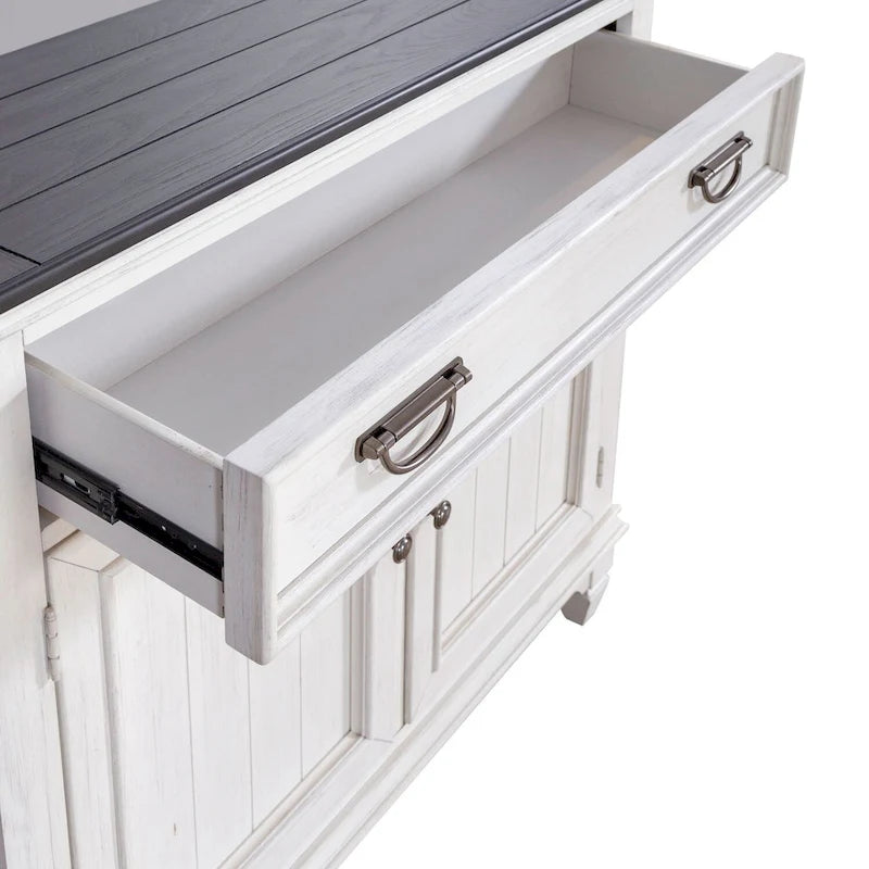 Console d'appoint de 42 pouces, blanc charbon, brossé métallique