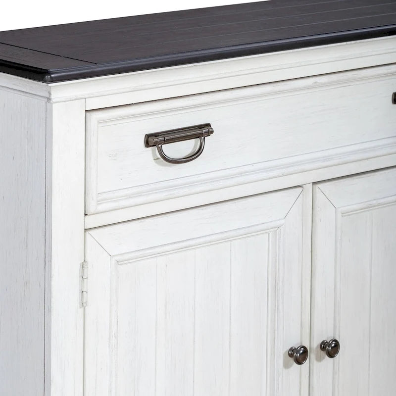 Console d'appoint de 42 pouces, blanc charbon, brossé métallique