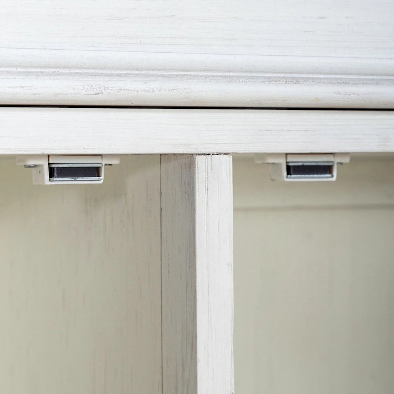 Console d'appoint de 42 pouces, blanc charbon, brossé métallique
