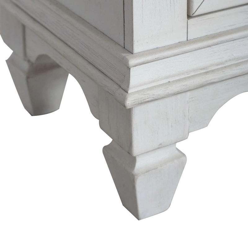 Console d'appoint de 42 pouces, blanc charbon, brossé métallique