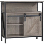Buffet de ferme avec porte coulissante de style grange et étagère réglable pour salon, gris