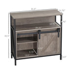 Buffet de ferme avec porte coulissante de style grange et étagère réglable pour salon, gris