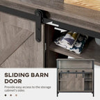 Buffet de ferme avec porte coulissante de style grange et étagère réglable pour salon, gris