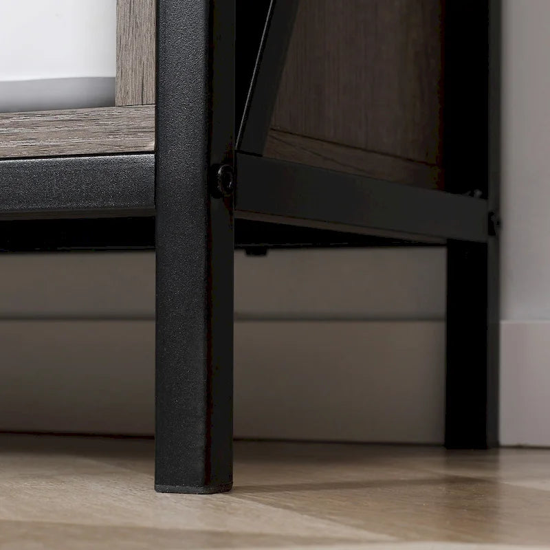 Buffet de ferme avec porte coulissante de style grange et étagère réglable pour salon, gris