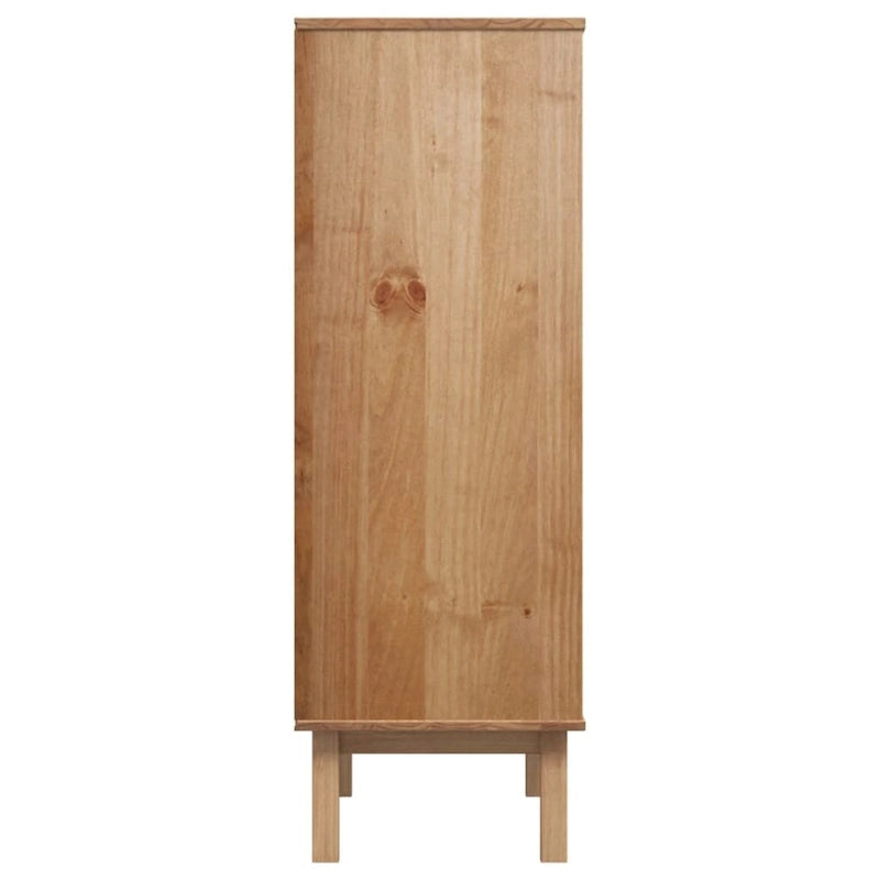 Buffet haut en pin massif avec 3 tiroirs et 3 compartiments à portes, 85x43x125 cm
