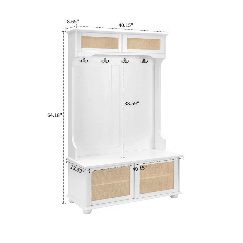 Commode de rangement en bois de style ferme classique avec portes d'armoire décoratives en rotin tressé