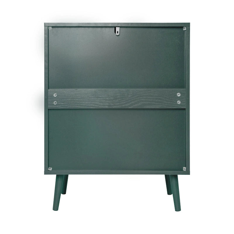 Commode de rangement à 3 tiroirs en rotin avec pieds en bois de pin, style minimaliste moderne, 23,6x15,4x30,5 po