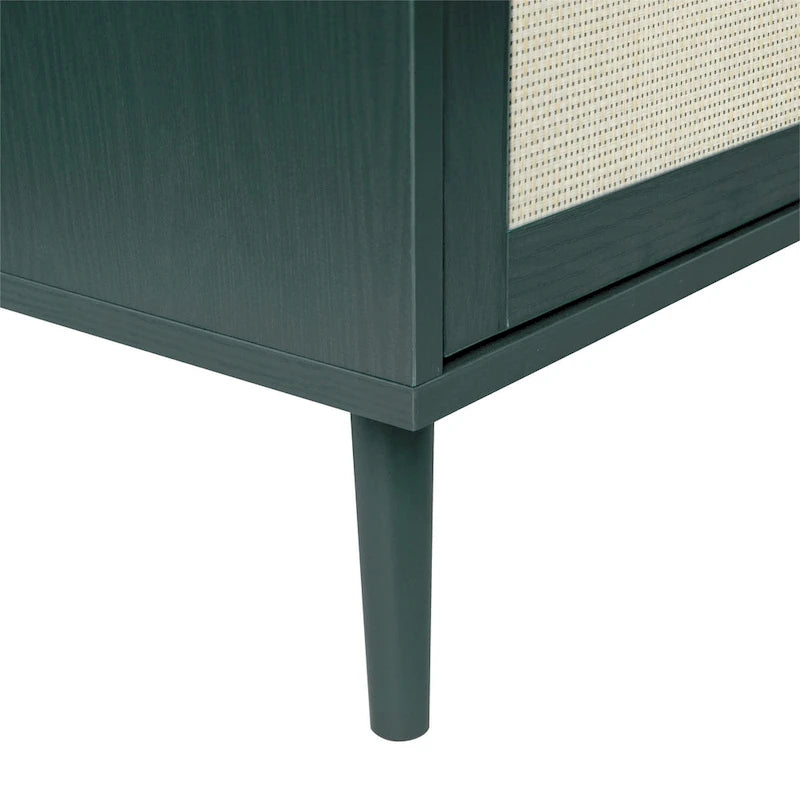 Commode de rangement à 3 tiroirs en rotin avec pieds en bois de pin, style minimaliste moderne, 23,6x15,4x30,5 po