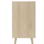 Commode de rangement à 3 tiroirs en rotin avec pieds en bois de pin, style minimaliste moderne, 23,6x15,4x30,5 po