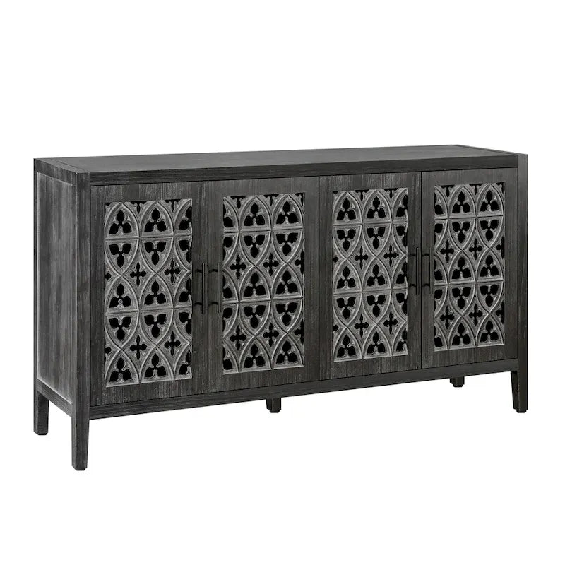 Meuble de rangement creux à quatre portes, style campagnard américain, convient pour le salon, meuble TV, la cuisine