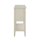 Console 2 portes blanche avec portes à treillis en osier, style ferme côtière, 42x15x36 po