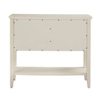 Console 2 portes blanche avec portes à treillis en osier, style ferme côtière, 42x15x36 po