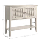 Console 2 portes blanche avec portes à treillis en osier, style ferme côtière, 42x15x36 po