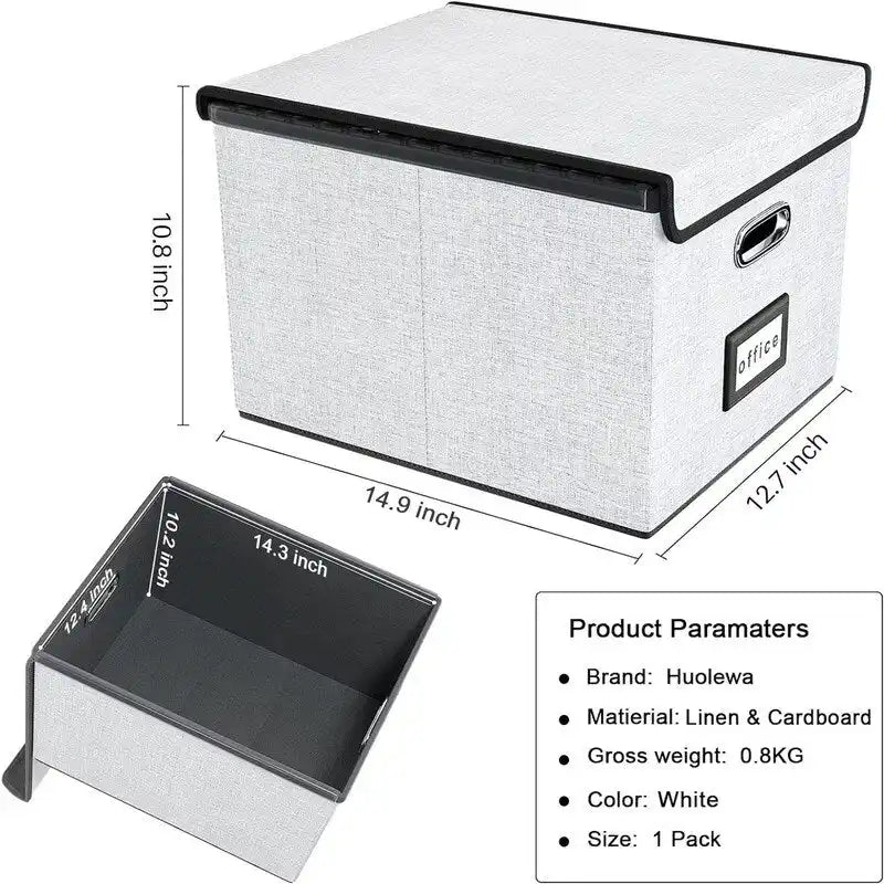 Boîte de rangement de dossiers pliable - 37,8 L x 32,3 l x 27,4 H