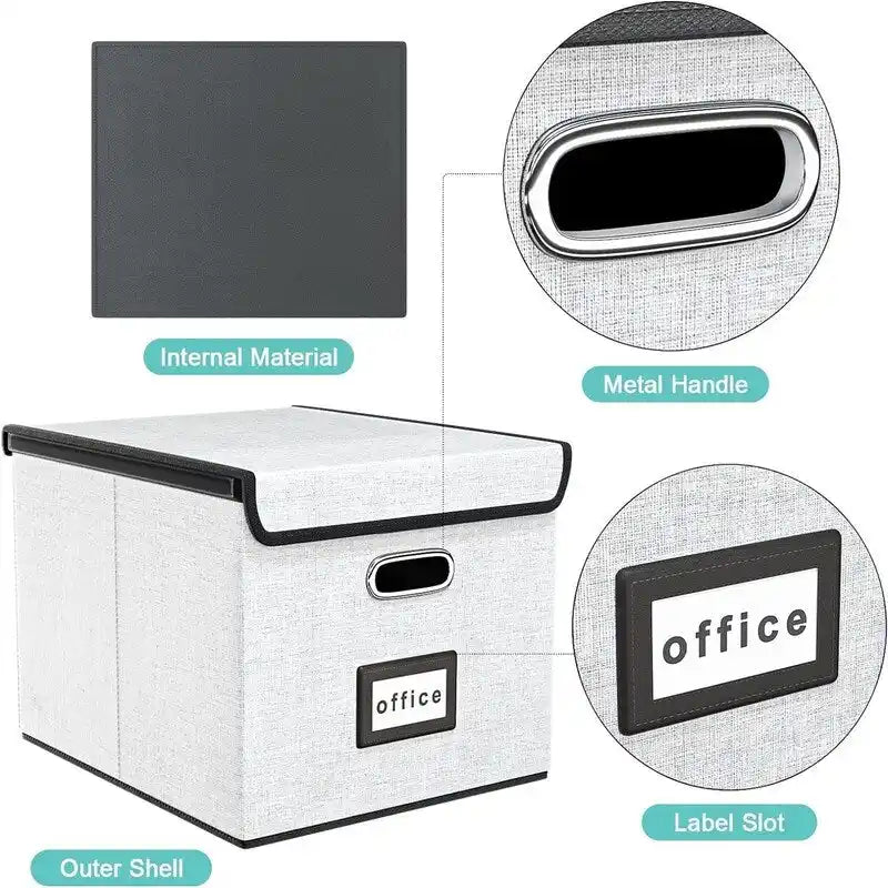 Boîte de rangement de dossiers pliable - 37,8 L x 32,3 l x 27,4 H