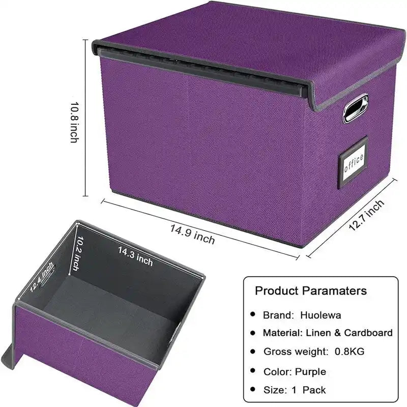 Boîte de rangement de dossiers pliable - 37,8 L x 32,3 l x 27,4 H