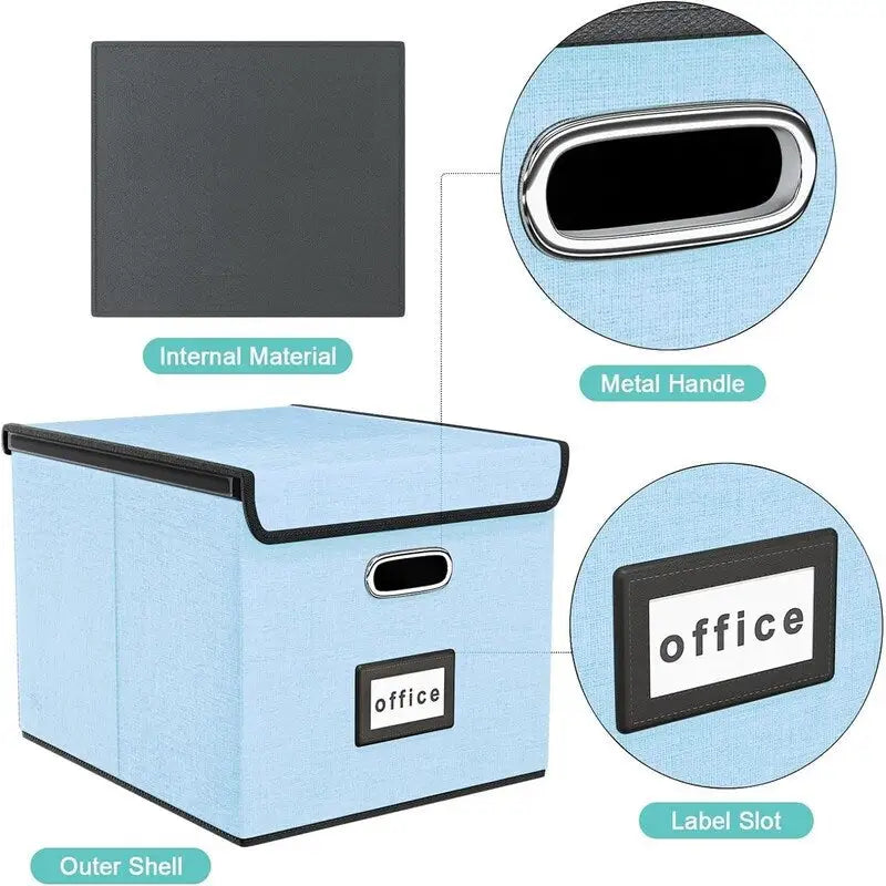 Boîte de rangement de dossiers pliable - 37,8 L x 32,3 l x 27,4 H