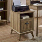 Meuble de rangement pour bureau à domicile avec tiroir à extension complète et étagère ouverte, style rétro moderne