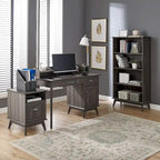 Meuble de rangement pour bureau à domicile avec tiroir à extension complète et étagère ouverte, style rétro moderne