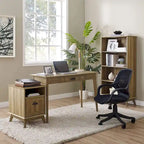 Meuble de rangement pour bureau à domicile avec tiroir à extension complète et étagère ouverte, style rétro moderne