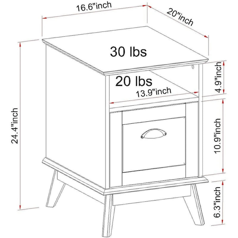 Meuble de rangement pour bureau à domicile avec tiroir à extension complète et étagère ouverte, style rétro moderne