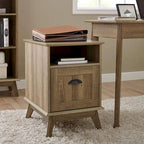Meuble de rangement pour bureau à domicile avec tiroir à extension complète et étagère ouverte, style rétro moderne