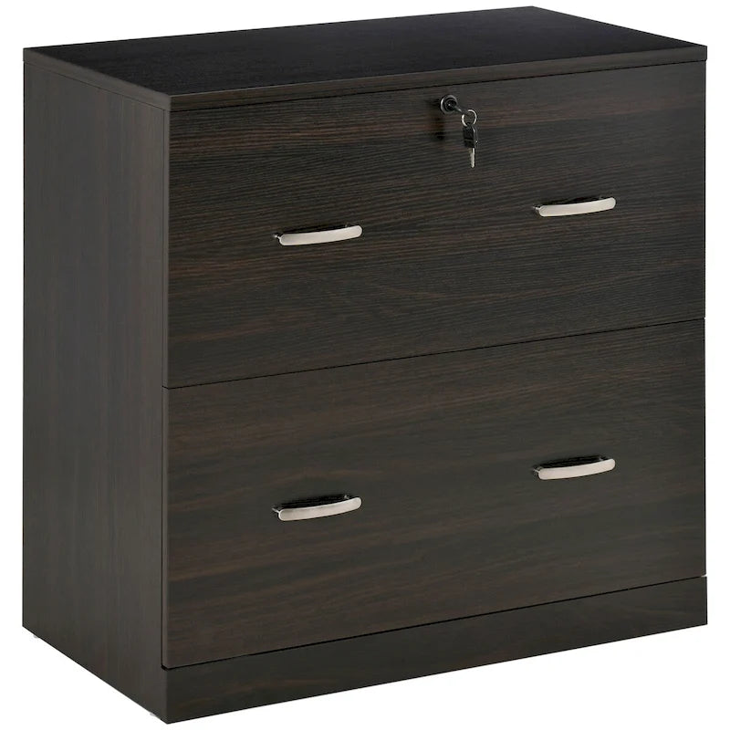 Classeur 2 tiroirs avec serrure et clés, classeur de rangement vertical avec barre de suspension pour format Lettre, bureau à domicile