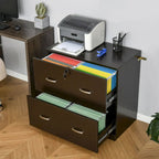 Classeur 2 tiroirs avec serrure et clés, classeur de rangement vertical avec barre de suspension pour format Lettre, bureau à domicile