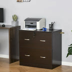 Classeur 2 tiroirs avec serrure et clés, classeur de rangement vertical avec barre de suspension pour format Lettre, bureau à domicile