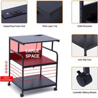 Support d'imprimante, grande table d'imprimante, support d'imprimante avec rangement, chariot d'imprimante, 59,4 x 48,5 x 80 cm, multiprise incluse