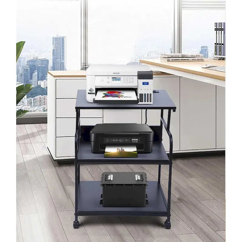 Support d'imprimante, grande table d'imprimante, support d'imprimante avec rangement, chariot d'imprimante, 59,4 x 48,5 x 80 cm, multiprise incluse