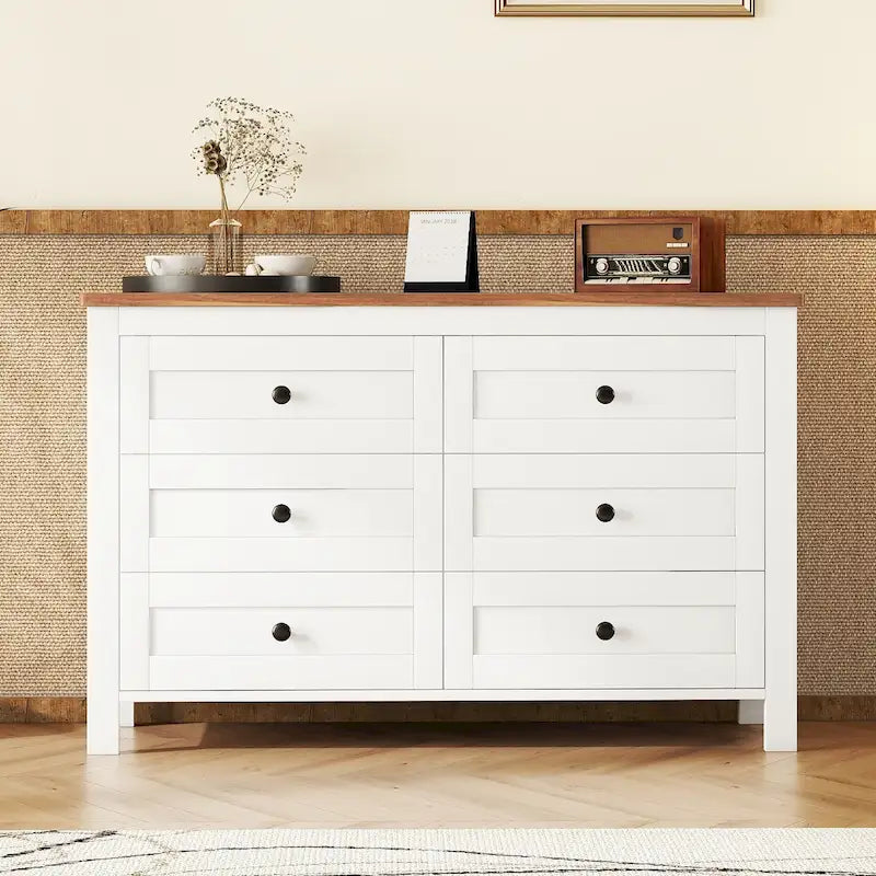Meuble de rangement de style ferme rétro avec 6 tiroirs