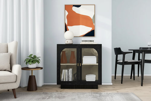 2 Storage Cabinet with Glass Door for Living Room, Dining Room, Study