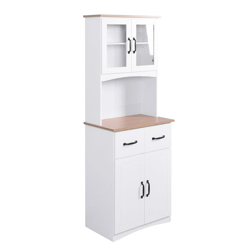 Meuble de cuisine, placard à micro-ondes avec portes en verre encadrées
