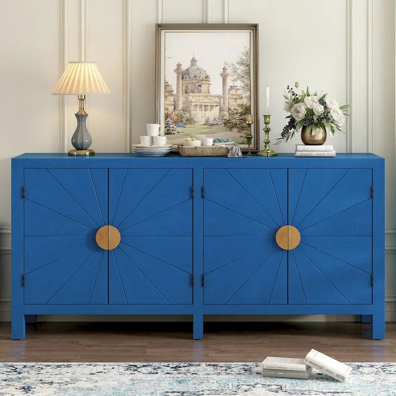 Caractéristiques uniques d'une armoire en placage de frêne avec portes à motif de lignes rayonnantes