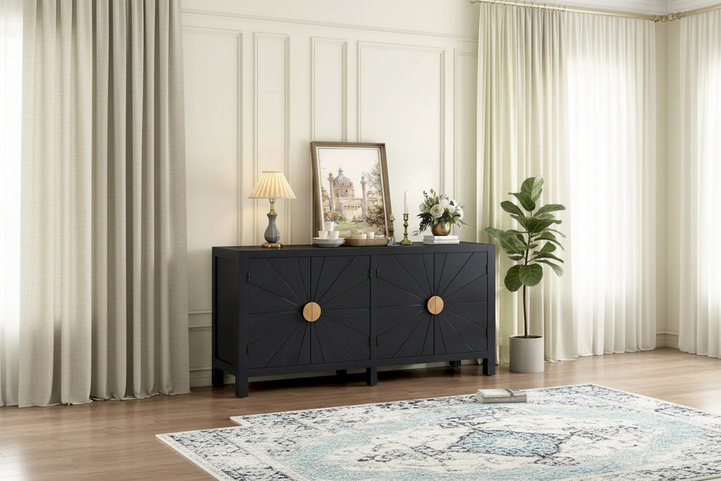 Unique Features of Ash Veneer Cabinet with Radiating Line Pattern Cabinet Doors